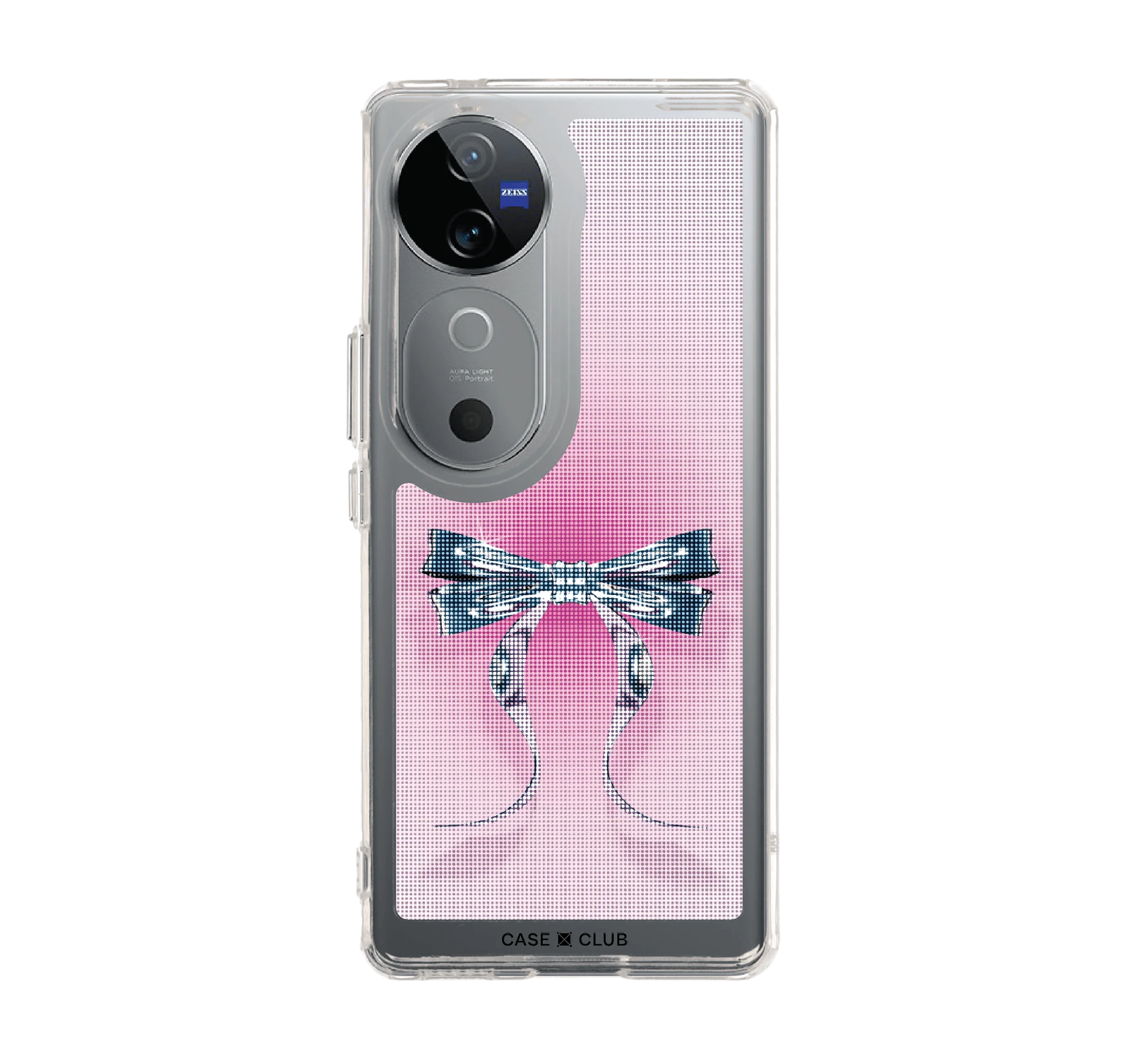 เคสใส vivo v40 5g ริบบิ้นฮาล์ฟโทนสีฟ้าชมพู